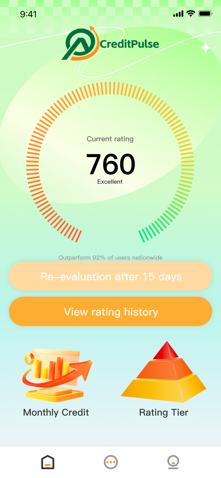 CreditPulse app — credit score result